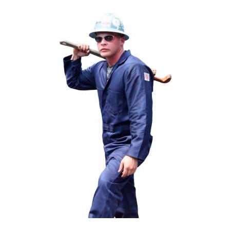 Stanco Mfg. Stanco Full Featured Coverall, 7.5 oz. 100% FR Cotton, Navy Blue,  FRC681NB-XL
